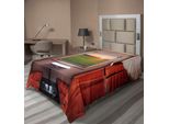 Abakuhaus Lenzuolo Naturale, Freschezza Naturale Impostazione Finestra Del Vagone Ferroviario Destinazione Di Viaggio, Lenzuolo Superiore Morbido E Confortevole Per Un Letto Decorativo 1 Pezzo 260 Cm X 168 Cm, Crema Verde Rosso