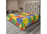 Abakuhaus Lenzuolo Astratto, Dischi Colorati Di Frutta Tropicale Arancione, Divertente Disegno Artistico, Lenzuolo Morbido E Confortevole Per Un Letto Decorativo, 1 Pezzo, 244 Cm X 205 Cm, Verde, Blu, Giallo