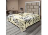 Abakuhaus Lenzuolo Vintage, Illustrazione Di Bambini Anziani Grunge Teddy Bear Train Ball Childhood, Lenzuolo Morbido E Confortevole Per Un Letto Decorativo 1 Pezzo 266 Cm X 260 Cm, Nero Beige