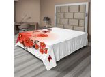 Abakuhaus Lenzuolo Con Motivo Papaveri, Sfondo Floreale Con Farfalle, Tema Ispirato Alla Speranza Della Stagione Primaverile, Lenzuolo Morbido E Confortevole Per Un Letto Decorativo, 1 Pezzo, 244 Cm X 205 Cm, Nero, Bianco E Rosso.