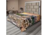 Abakuhaus Lenzuolo Asiatico, Vista Del Tempio Dalle Colline, Tramonto Sulla Città, Edificio Rock Tower, Lenzuolo Morbido E Confortevole Per Un Letto Decorativo, 1 Pezzo, 244 Cm X 205 Cm, Arancione Crema