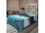 Abakuhaus Lenzuolo Naturale, Rapide Fluviali, Foresta Montana Nuvolosa, Tema Animali Selvatici, Lenzuolo Morbido E Confortevole Per Un Letto Decorativo, 1 Pezzo, 190 Cm X 100 Cm, Verde, Bianco, Grigio