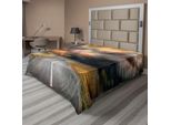 Abakuhaus Lenzuolo Naturale, Tempesta, Nuvole E Tuoni Sulla Strada Di Campagna Nel Campo Stampa Elettrica, Lenzuolo Morbido E Confortevole Per Un Letto Decorativo 1 Pezzo 275 Cm X 260 Cm, Arancione Grigio