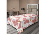 Abakuhaus Lenzuolo Con Farfalle, Motivo Con Farfalle E Piccoli Fiori Con Pois Digitali E Righe, Lenzuolo Morbido E Confortevole Per Un Letto Decorativo 1 Pezzo 190 Cm X 100 Cm, Rosso Arancione Crema