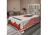 Abakuhaus Lenzuolo Musicale, Illustrazione Del Festival Di Musica Country Con Chitarra E Bandiera Stampata, Lenzuolo Morbido E Confortevole Per Un Letto Decorativo, 1 Pezzo, 190 Cm X 100 Cm, Crema, Rosso, Blu