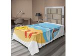Abakuhaus Lenzuolo Con Faro, Scarabocchi Minimalisti Colorati, Faro, Spiaggia, Onde Del Mare, Cappello Di Paglia, Morbido E Confortevole Lenzuolo Superiore Per Un Letto Decorativo, 1 Pezzo, 190 Cm X 100 Cm, Multicolore