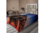 Abakuhaus Lenzuolo Torre Eiffel, Luna Piena Night Dusk Stile Digitale Minimal Bandiera Francese Torre Eiffel Digitale, Morbido E Confortevole Lenzuolo Superiore Per Un Letto Decorativo 1 Pezzo 260 Cm X 168 Cm, Blu Navy Rosso
