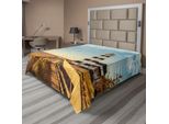 Abakuhaus Lenzuolo Con Faro, Costa Sabbiosa Strant Con Faro, Onde Del Mare, Vento, Staccionata In Legno, Pini, Nuvole, Lenzuolo Morbido E Confortevole Per Un Letto Decorativo, 1 Pezzo, 275 Cm X 260 Cm, Multicolore