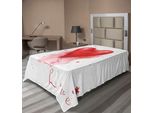 Abakuhaus Lenzuolo, Acquerello Dipinto A Forma Di Cuore Con Elementi Splash Su Stampa Floreale Boho, Lenzuolo Morbido E Confortevole Per Un Letto Decorativo 1 Pezzo 190 Cm X 100 Cm, Bianco Rosso