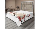 Abakuhaus Lenzuolo Con Fiori, Illustrazione Di Fiori Di Ciliegio Su Sfondo Sporco Con Morbidi Colori Pastello, Lenzuolo Superiore Morbido E Confortevole Per Un Letto Decorativo 1 Pezzo 260 Cm X 228 Cm, Beige Bianco Rosso