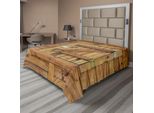 Abakuhaus Lenzuolo Con Tenda A Rullo, Persiana In Legno Stampa Con Motivo Rustico Classico, Lenzuolo Morbido E Confortevole Per Un Letto Decorativo 1 Pezzo 244 Cm X 205 Cm, Marrone Marrone Chiaro