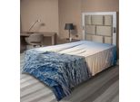 Abakuhaus Lenzuolo Nautico, Barche A Vela Da Regata Nel Mediterraneo Avventura Winner Sports Freedom Stampa Fotografica, Lenzuolo Morbido E Confortevole Per Un Letto Decorativo 1 Pezzo 260 Cm X 168 Cm, Blu E Bianco