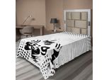 Abakuhaus Lenzuolo Sportivo, Personaggio Del Football Americano, Grafica Artistica A Pois Con Tema Del Football, Lenzuolo Morbido E Confortevole Per Un Letto Decorativo, 1 Pezzo, 190 Cm X 100 Cm, Bianco E Nero