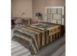 Abakuhaus Lenzuolo Con Persiane, Finestre Con Persiane Stampate Sulla Parete Della Casetta In Legno, Lenzuolo Morbido E Confortevole Per Un Letto Decorativo 1 Pezzo 190 Cm X 100 Cm, Beige E Marrone