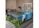Abakuhaus Lenzuolo Balinese, Tempio Tanah Lot Sull'isola Di Bali, Oceano Increspato, Immagine Storica Dell'architettura, Lenzuolo Morbido E Confortevole Per Un Letto Decorativo, 1 Pezzo, 260 Cm X 168 Cm, Verde Blu