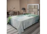 Abakuhaus Lenzuolo Foresta Pluviale, Raggi Di Sole, Alberi Ombrosi, Paesaggio Idilliaco, Tema Giungla Solitaria, Lenzuolo Morbido E Confortevole Per Un Letto Decorativo, 1 Pezzo, 260 Cm X 168 Cm, Verde E Bianco.