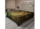 Abakuhaus Lenzuolo Peacock, Ritratto Dell'uomo Pavone Con Piume Che Spuntano Dall'immagine In Stampa Moderna Dai Colori Scuri, Lenzuolo Morbido E Confortevole Per Un Letto Decorativo 1 Pezzo 260 Cm X 228 Cm, Verde Senape