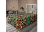 Abakuhaus Lenzuolo Mandala, Motivo Con Stile Mandala Medievale Orientale Arabesco Etnico Orientale, Lenzuolo Morbido E Confortevole Per Un Letto Decorativo 1 Pezzo 190 Cm X 100 Cm, Verde Acqua Indaco Rubino