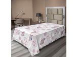Abakuhaus Lenzuolo Con Farfalle, Rami Romantici, Primavera Retrò, Ottimismo, Cambiamento, Tema Volare, Stampa, Lenzuolo Morbido E Confortevole Per Un Letto Decorativo, 1 Pezzo, 190 Cm X 100 Cm, Bianco Rosa