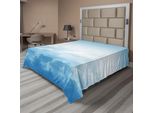 Abakuhaus Lenzuolo Wolken, Soffici Nuvole Sopra Il Suolo, Vapore D'acqua, Immagini Oniriche Fluttuanti, Morbido E Confortevole Lenzuolo Superiore Per Un Letto Decorativo, 1 Pezzo, 260 Cm X 228 Cm, Blu E Bianco