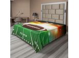 Abakuhaus Lenzuolo Sportivo, Pallone Da Football Americano Con Caratteristiche Dorate Su Campo Da Calcio In Erba, Grafica In Stile Squadra, Lenzuolo Morbido E Confortevole Per Un Letto Decorativo, 1 Pezzo, 244 Cm X 205 Cm, Marrone Verde