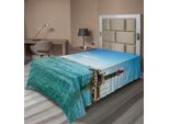 Abakuhaus Lenzuolo Con Faro, Giorno Sulla Spiaggia Barche A Vela Faro Altalene Mare Limpido Nuvole Isola, Morbido E Confortevole Lenzuolo Superiore Per Un Letto Decorativo 1 Pezzo 190 Cm X 100 Cm, Multicolore