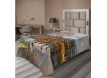 Abakuhaus Lenzuolo Balinese, Bosco Alberi Tempio Cielo Nuvoloso Riflesso Sul Lago Tamblingan Bali Paesaggio Stampa, Lenzuolo Morbido E Confortevole Per Un Letto Decorativo 1 Pezzo 190 Cm X 100 Cm, Marrone E Grigio