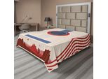 Abakuhaus Lenzuolo Musicale, Illustrazione Del Festival Di Musica Country Con Chitarra E Bandiera Stampata, Lenzuolo Morbido E Confortevole Per Un Letto Decorativo, 1 Pezzo, 244 Cm X 205 Cm, Crema, Rosso, Blu