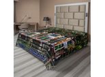Abakuhaus Lenzuolo Con Tapparelle, Persiane In Legno Alle Finestre, Recinzione, Fiori, Alberi, Fiori, Sogno, Arte, Lenzuolo Morbido E Confortevole Per Un Letto Decorativo, 1 Pezzo, 266 Cm X 260 Cm, Rosso, Verde, Marrone