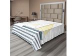 Abakuhaus Lenzuolo Nautico, Lascia Che I Tuoi Sogni Salpino Citazione Strisce Yacht Tema Navigazione Interna, Morbido E Confortevole Lenzuolo Superiore Per Un Letto Decorativo 1 Pezzo 260 Cm X 228 Cm, Azzurro Bianco