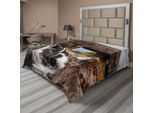 Abakuhaus Lenzuolo Paesaggistico, Vecchio Rovere Rustico Ponte Coperto Sopra Cascata Rocciosa Città Americana, Lenzuolo Morbido E Confortevole Per Un Letto Decorativo 1 Pezzo 260 Cm X 228 Cm, Marrone