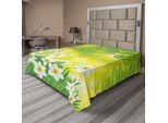 Abakuhaus Lenzuolo Narciso, Narcisi Su Rami Di Alberi Diversi Foglie Primaverili Foglie Stagionali Tema, Lenzuolo Morbido E Confortevole Per Un Letto Decorativo 1 Pezzo 266 Cm X 260 Cm, Verde Giallo