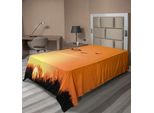 Abakuhaus Lenzuolo Con Uccelli, Migrazione Degli Uccelli Sul Deserto, Panorama Autunnale Al Tramonto, Stampa Serale, Lenzuolo Morbido E Confortevole Per Un Letto Decorativo, 1 Pezzo, 260 Cm X 168 Cm, Arancione E Nero.