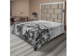 Abakuhaus Lenzuolo Vintage, Aereo, Sopra I Grattacieli Di New York City Urban Life Volare Stampa, Morbido E Confortevole Lenzuolo Superiore Per Un Letto Decorativo 1 Pezzo 266 Cm X 260 Cm, Bianco E Nero