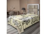 Abakuhaus Lenzuolo Vintage, Illustrazione Di Bambini Anziani In Stile Grunge Con Orsacchiotto, Treno, Palla, Infanzia, Lenzuolo Morbido E Confortevole Per Un Letto Decorativo, 1 Pezzo, 260 Cm X 168 Cm, Nero Beige