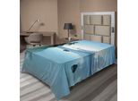 Abakuhaus Lenzuolo Paesaggio, Piscina Parte Del Mare Natura Mistica Serena Con Vecchia Casa Di Legno Paesaggio, Morbido E Confortevole Lenzuolo Superiore Per Un Letto Decorativo 1 Pezzo 190 Cm X 100 Cm, Marrone Blu