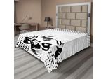 Abakuhaus Lenzuolo Sportivo, Personaggio Del Football Americano, Grafica Artistica A Pois, Morbido E Confortevole Lenzuolo Superiore Per Un Letto Decorativo, 1 Pezzo, 244 Cm X 205 Cm, Bianco E Nero