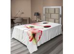 Abakuhaus Lenzuolo Con Motivi Stilizzati Di Papaveri Assortiti, Simbolo Ben Noto Di Vita Eterna, Morbido E Confortevole Lenzuolo Superiore Per Un Letto Decorativo, 1 Pezzo, 190 Cm X 100 Cm, Rosa Rosso