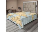 Abakuhaus Lenzuolo Vintage, Soffici Nuvole Modellate Nell'aria, Illustrazione Di Un Cielo Colorato E Vivace, Morbido E Confortevole Lenzuolo Superiore Per Un Letto Decorativo, 1 Pezzo, 275 Cm X 260 Cm, Beige E Blu.