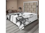 Abakuhaus Lenzuolo Con Musica Jazz, Illustrazione Di Un Musicista Jazz, Concerto Di Musica Con Tamburi, Lenzuolo Morbido E Confortevole Per Un Letto Decorativo 1 Pezzo 266 Cm X 260 Cm, Bianco Nero