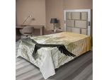 Abakuhaus Lenzuolo Con Uccelli, Aquila Che Vola Verso Le Montagne Al Tramonto, Stampa Con Paesaggio Naturale Selvaggio E Nuvoloso, Lenzuolo Morbido E Confortevole Per Un Letto Decorativo 1 Pezzo 260 Cm X 168 Cm, Arancione Oliva