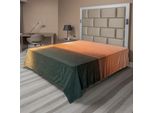 Abakuhaus Lenzuolo Arancione Bruciato, Alba Sull'oceano, Orizzonte Magico, Riflessi, Vista Sul Mare, Tema Costiero, Lenzuolo Morbido E Confortevole Per Un Letto Decorativo, 1 Pezzo, 260 Cm X 228 Cm, Arancione E Blu.