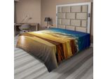 Abakuhaus Lenzuolo Wolken, Tramonto Fresco Sul Fiume All'orizzonte, Paesaggio Magico, Tema Fisico, Lenzuolo Morbido E Confortevole Per Un Letto Decorativo, 1 Pezzo, 266 Cm X 260 Cm, Blu Giallo