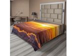 Abakuhaus Lenzuolo Wolken, Tramonto Paesaggio Sopra Le Nuvole Tempo Segreto Immaginario Atterra Meraviglie Naturali, Lenzuolo Morbido E Confortevole Per Un Letto Decorativo 1 Pezzo 266 Cm X 260 Cm, Arancione