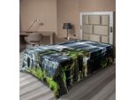 Abakuhaus Lenzuolo Foresta Pluviale, Cascata Nel Mezzo Della Giungla Tropicale Paesaggio Naturale Tipo Di Paesaggio, Lenzuolo Morbido E Confortevole Per Un Letto Decorativo 1 Pezzo 260 Cm X 168 Cm, Verde Bianco