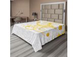 Abakuhaus Lenzuolo Narciso, Motivo Floreale Ripetuto Su Sfondo Di Narcisi, Curve Variabili, Motivo Primaverile, Lenzuolo Morbido E Confortevole Per Un Letto Decorativo, 1 Pezzo, 244 Cm X 205 Cm, Grigio Giallo