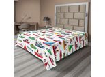 Abakuhaus Lenzuolo Nautico, Set Di Contenitori Colorati, Motoscafo, Peschereccio, Imbarcazione, Concetto, Lenzuolo Morbido E Confortevole Per Un Letto Decorativo, 1 Pezzo, 260 Cm X 228 Cm, Multicolore