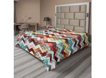 Abakuhaus Lenzuolo Angolare, Motivo Decorativo Ripetitivo A Zig Zag Con Motivi Barocchi Lenzuolo Superiore Morbido E Confortevole Per Un Letto Decorativo 1 Pezzo 275 Cm X 260 Cm, Multicolore