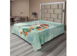 Abakuhaus Lenzuolo Colibrì, Un Colibrì Vola Con Un Ramo Fiorito Illustrazione Floreale Naturale, Morbido E Confortevole Lenzuolo Superiore Per Un Letto Decorativo 1 Pezzo 260 Cm X 228 Cm, Arancione Verde