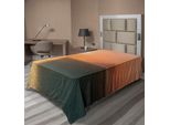 Abakuhaus Lenzuolo Arancione Bruciato, Alba Sull'oceano, Orizzonte Magico, Riflessi, Vista Sul Mare, Tema Costiero, Lenzuolo Morbido E Confortevole Per Un Letto Decorativo, 1 Pezzo, 260 Cm X 168 Cm, Arancione E Blu.